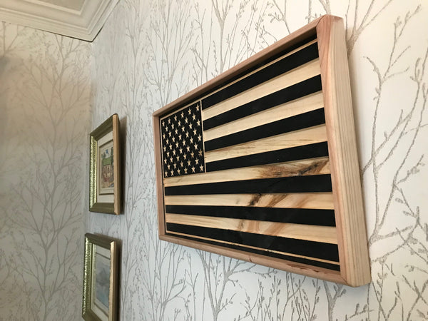 USA Flag  carved in wood